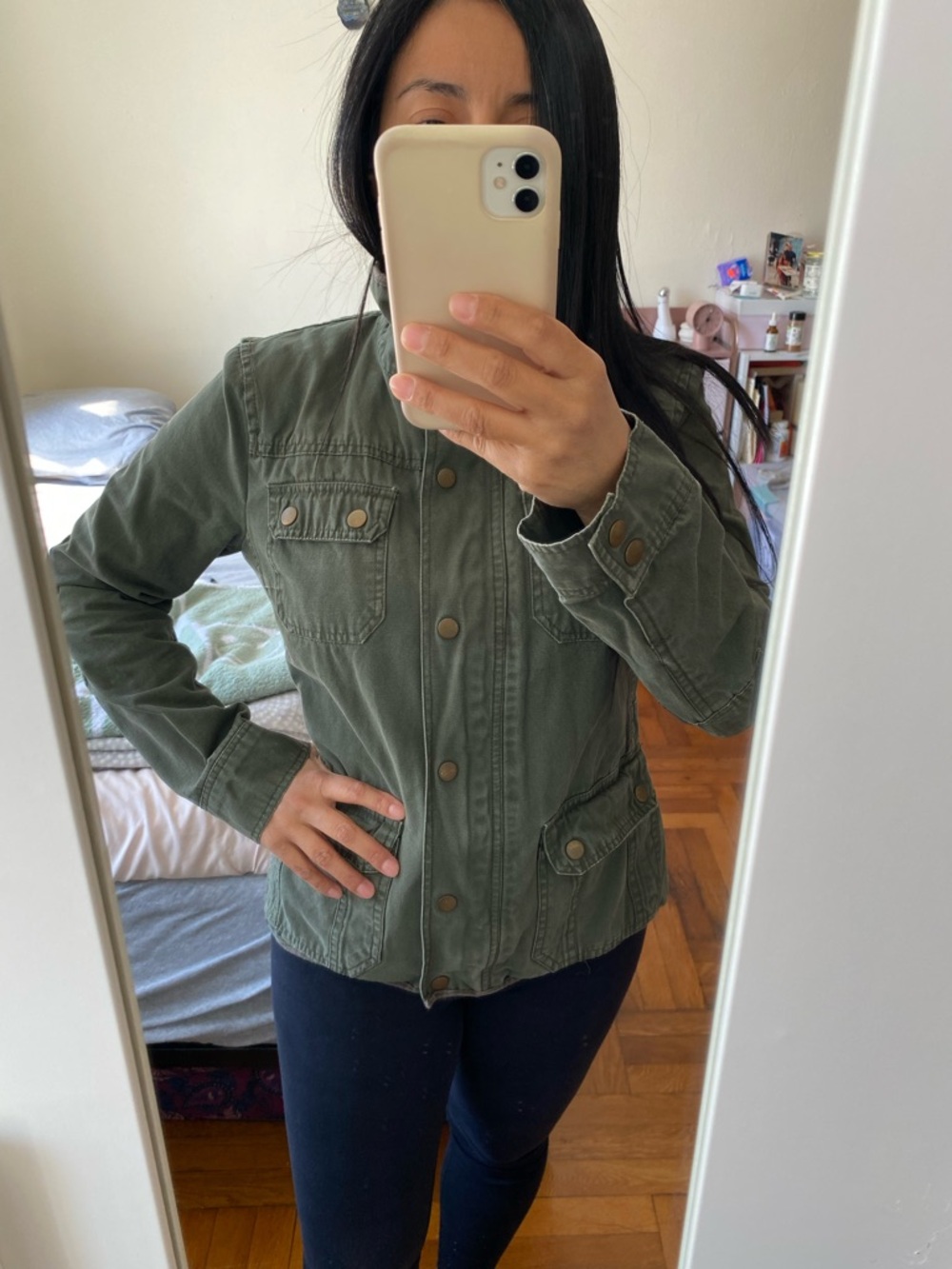 Kut from the Kloth Olive Green Zip-Front Jacket